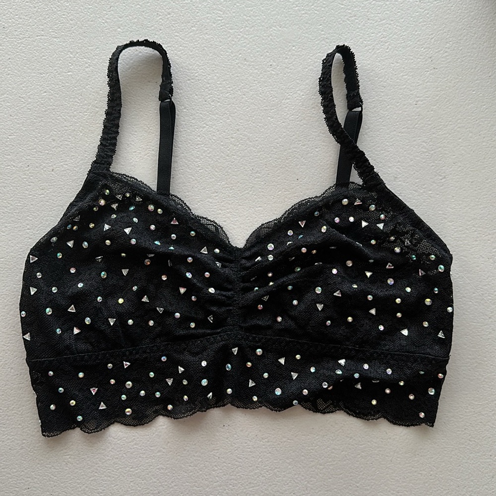 ✨Limited Edition✨ Victoria’s Secret PINK 💎Rhinestone Black Lace Bralette - Picture 7 of 8